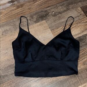 Abercrombie & Fitch Black Satin Crop Top